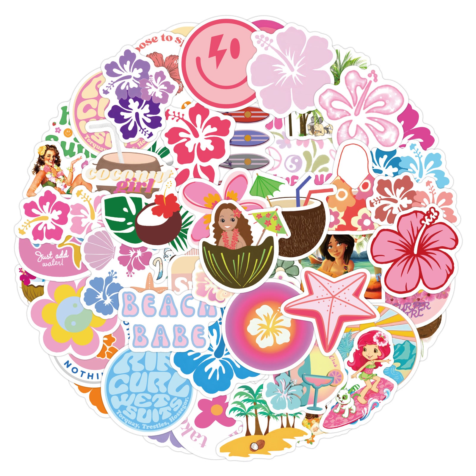 60pcs Coconut Girl Preppy Stickers Waterproof Aesthetics Vinyl Stickers