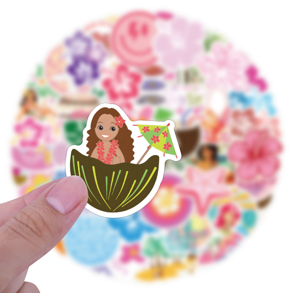 60pcs Coconut Girl Preppy Stickers Waterproof Aesthetics Vinyl Stickers