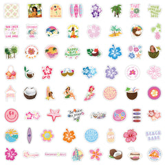 60pcs Coconut Girl Preppy Stickers Waterproof Aesthetics Vinyl Stickers