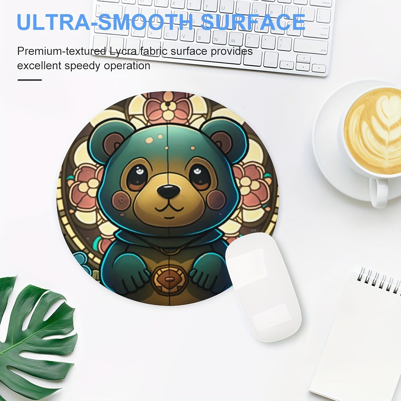 Bear Round Mouse Pad Small Size 7.87X7.87X0.1 Inch