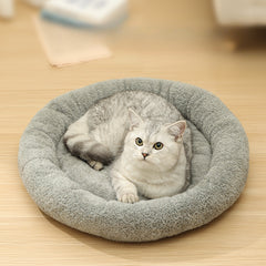 Soft Plush Round Cat Bed Bolster Nest - Pet Supplies