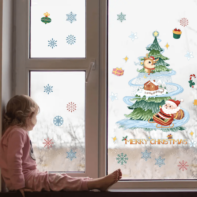 Christmas Theme Window Sticker Waterproof PVC for Living Room