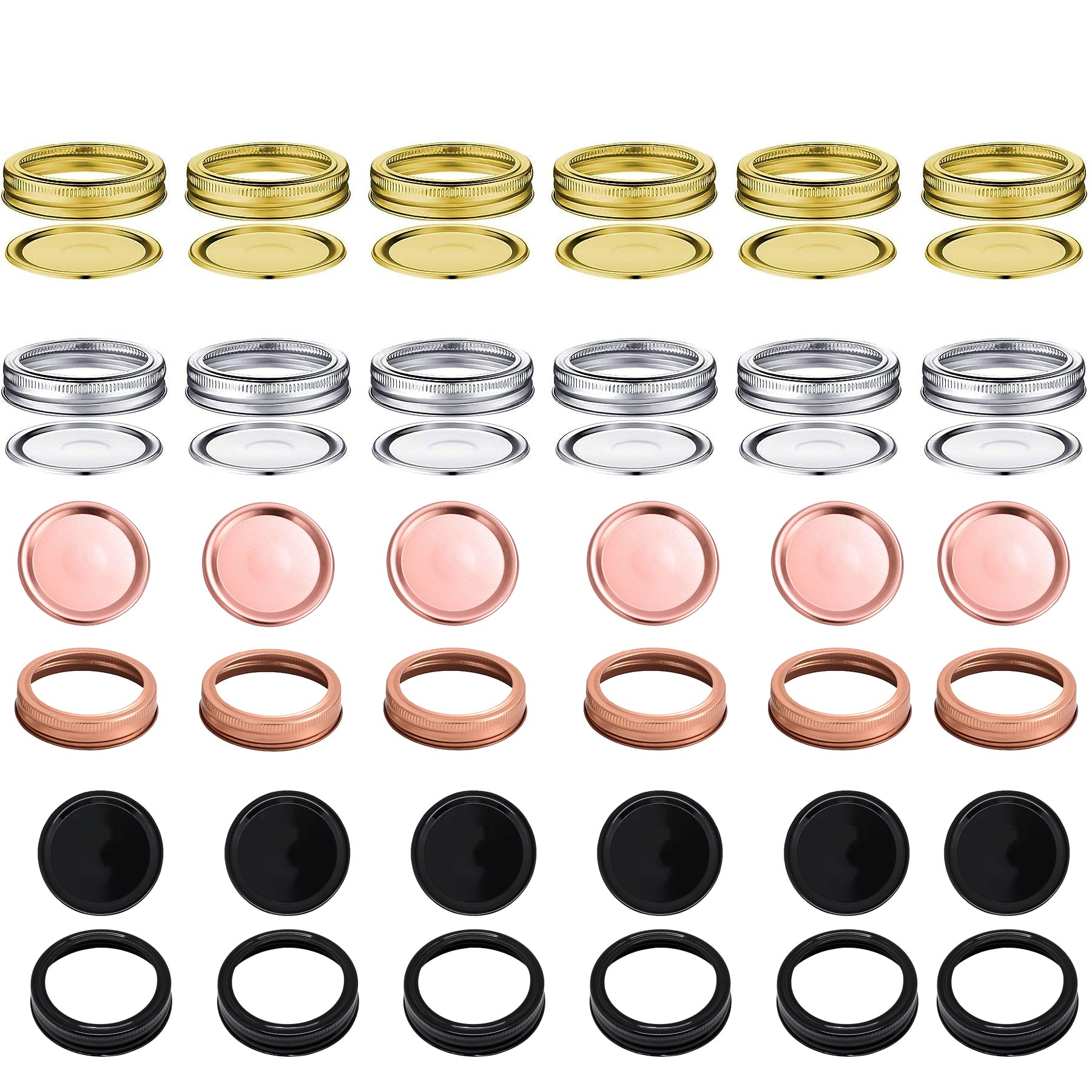 24 Pcs Split Type Leak Proof Mason Jar Lids & Rings - Stainless Steel