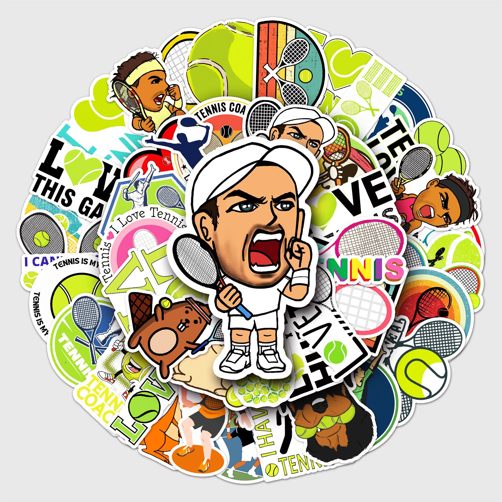 50pcs Tennis Graffiti Stickers Waterproof for Motorcycle Laptop Helmet