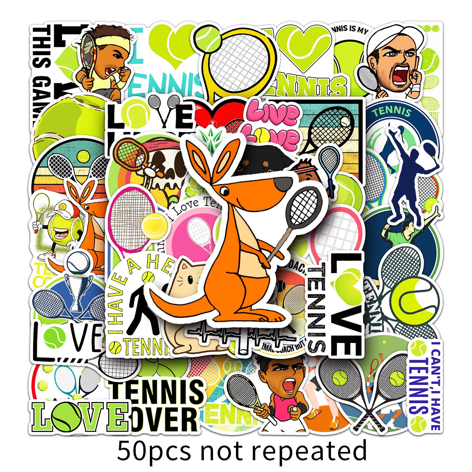 50pcs Tennis Graffiti Stickers Waterproof for Motorcycle Laptop Helmet