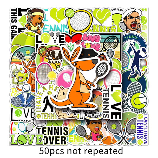50pcs Tennis Graffiti Stickers Waterproof for Motorcycle Laptop Helmet