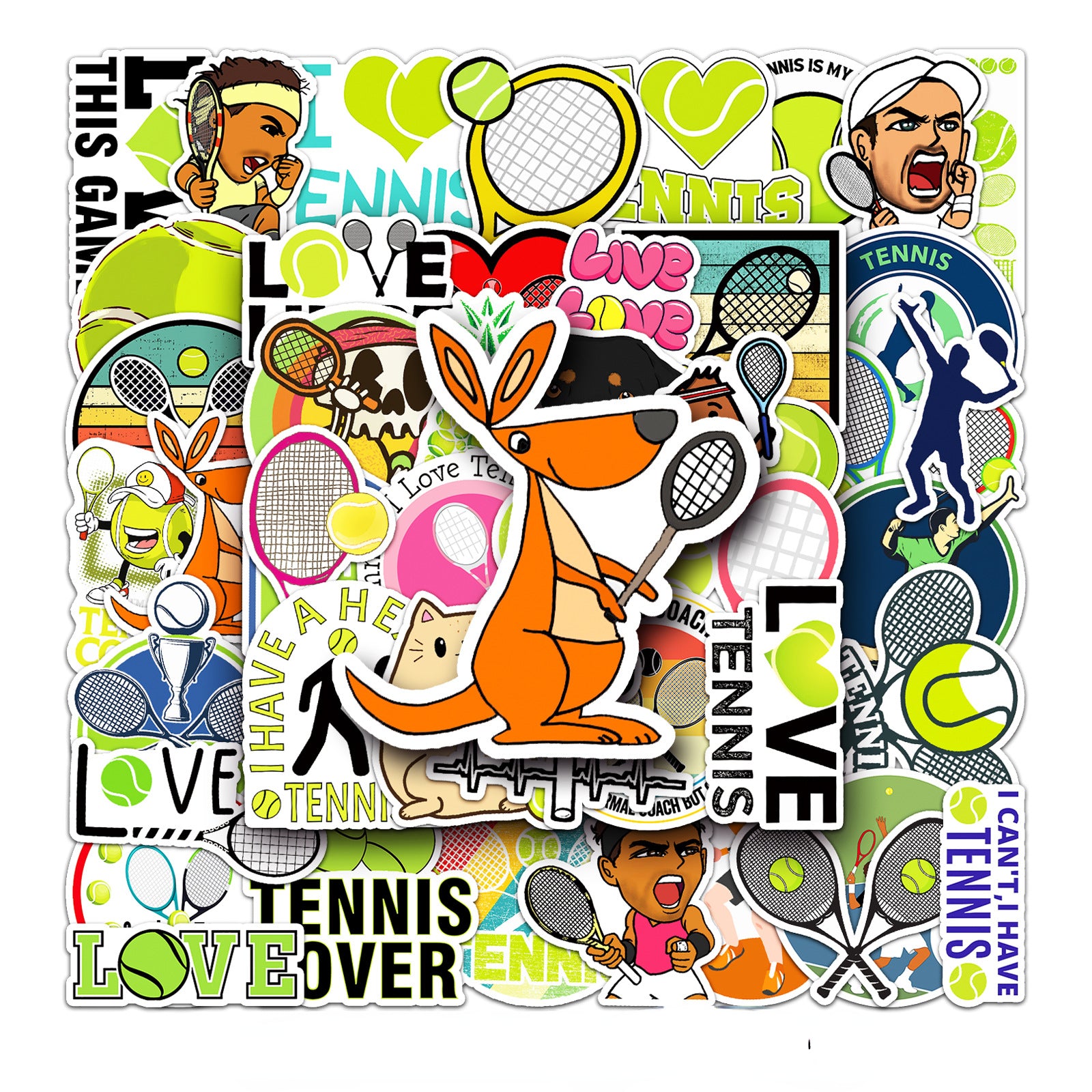 50pcs Tennis Graffiti Stickers Waterproof for Motorcycle Laptop Helmet