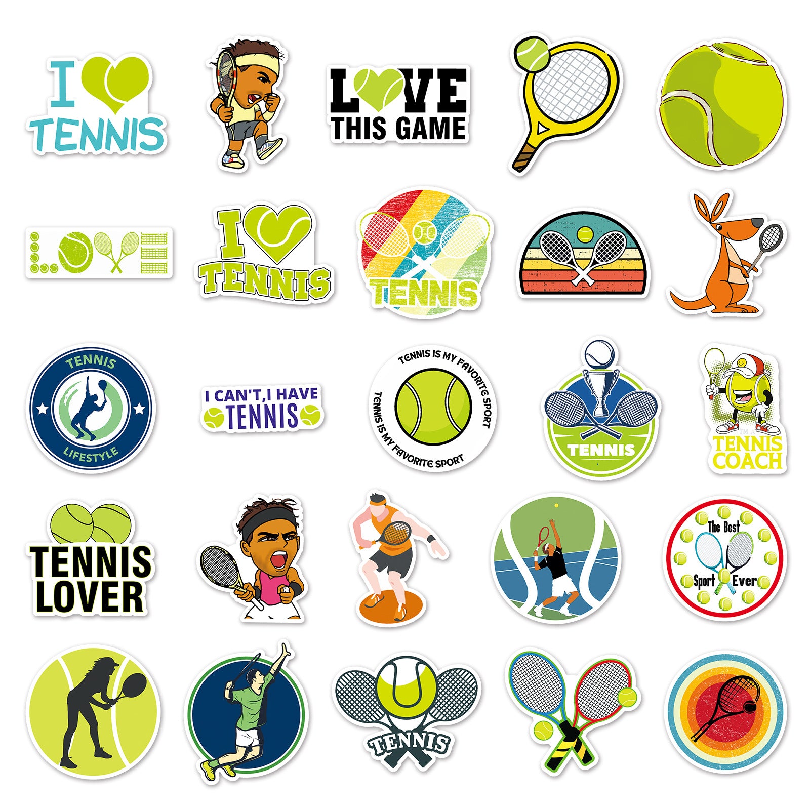 50pcs Tennis Graffiti Stickers Waterproof for Motorcycle Laptop Helmet