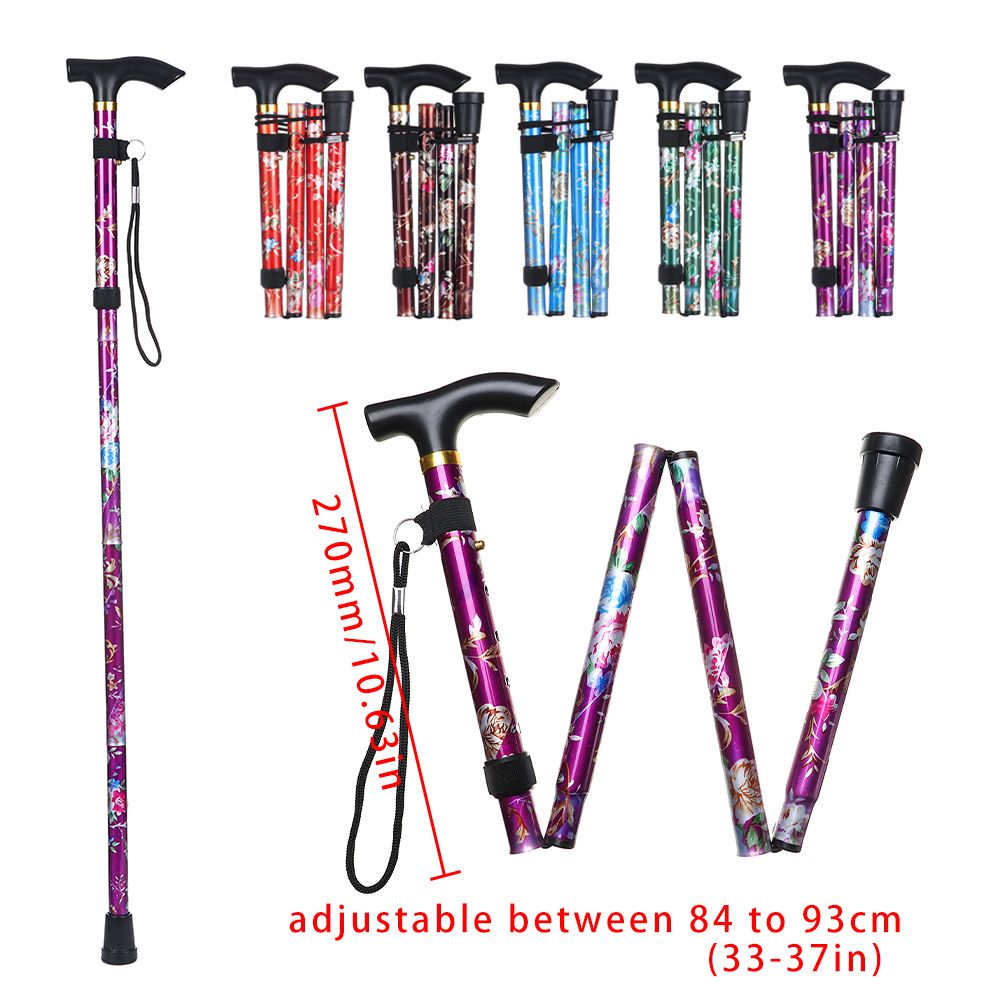 Telescopic Walking Cane Folding Trekking Stick Adjustable Aluminum Alloy