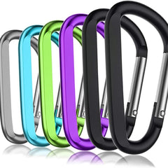 6pcs Carabiner Clips Large Aluminum D-Shaped Keychain Metal Buckle Random