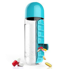 Portable Water Bottle with 7 Pill Box - 2-in-1 Design