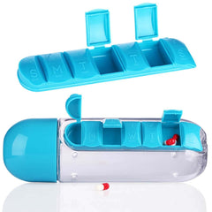 Portable Water Bottle with 7 Pill Box - 2-in-1 Design