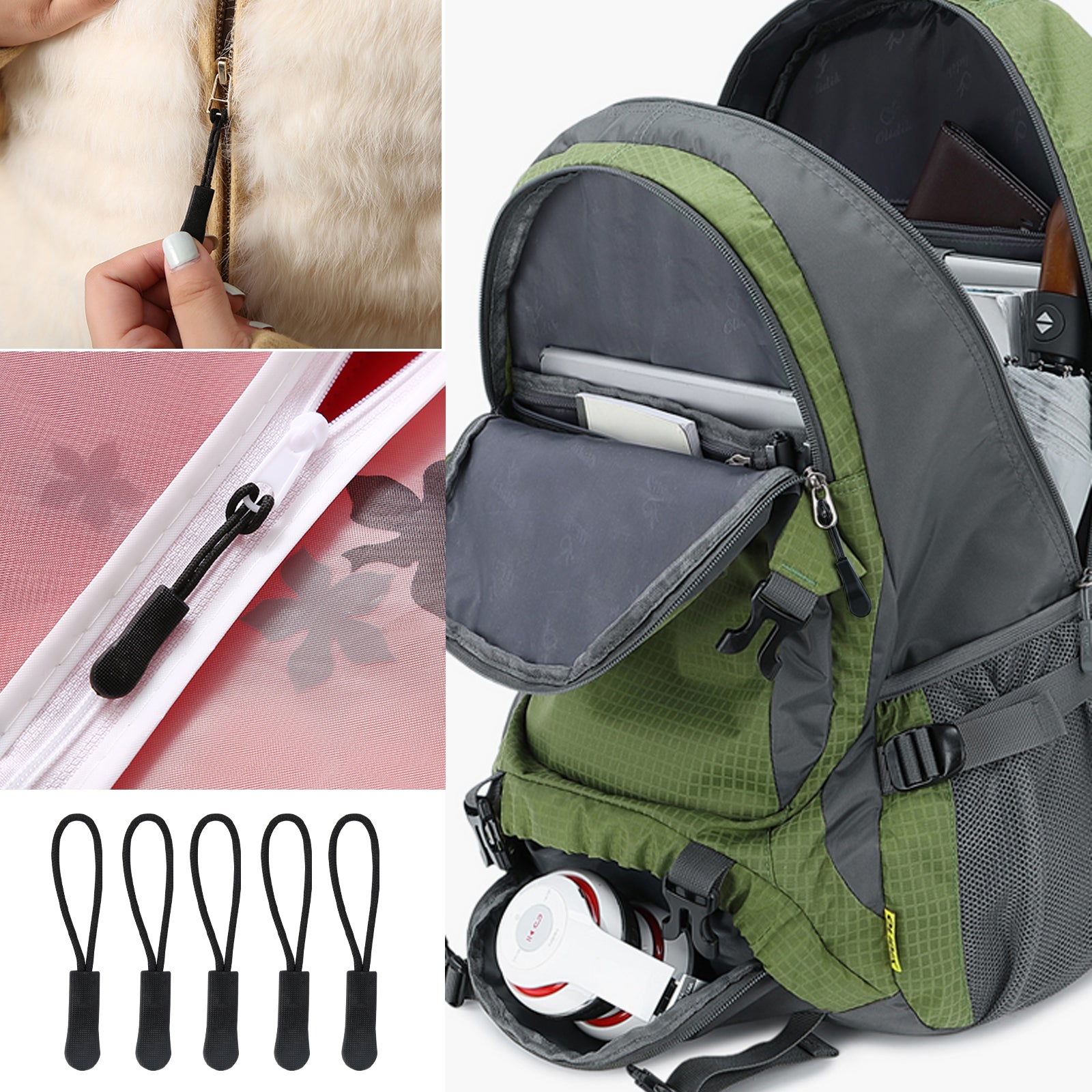 Adjustable Chest Straps for Backpacks with Zipper Pulls - Set of 2