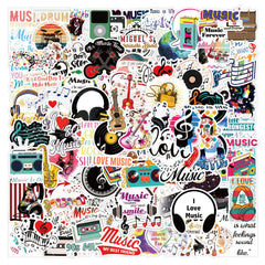 100pcs Cartoon Music Stickers Love Music Vinyl Stickers Waterproof