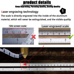 Angle Measuring Ruler 6 Sided Aluminum Alloy Multifunctional Measuring Ruler