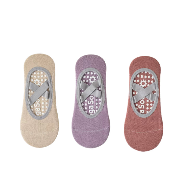 3 Pairs Women's Non-Slip Cross Strap Yoga Socks Breathable Dance Training Socks