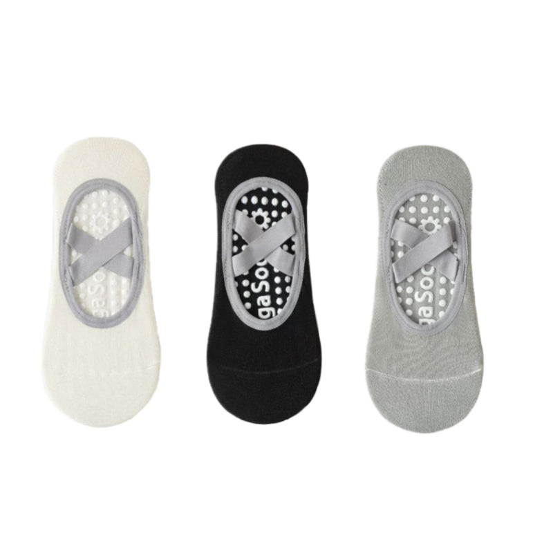 3 Pairs Women's Non-Slip Cross Strap Yoga Socks Breathable Dance Training Socks