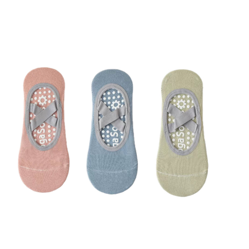 3 Pairs Women's Non-Slip Cross Strap Yoga Socks Breathable Dance Training Socks
