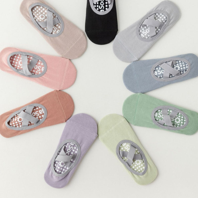 3 Pairs Women's Non-Slip Cross Strap Yoga Socks Breathable Dance Training Socks
