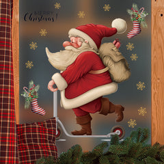 Santa Claus Skateboards Christmas Wall Stickers