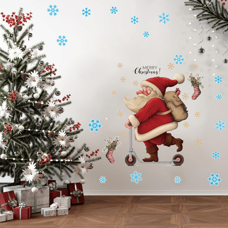 Santa Claus Skateboards Christmas Wall Stickers