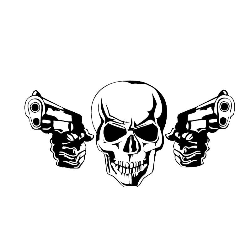 1pc High Gun & Skull Car Stickers - Vehicle Decoration