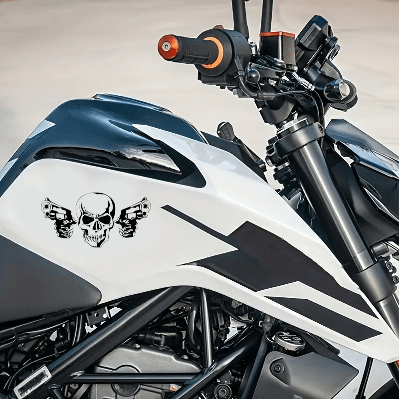 1pc High Gun & Skull Car Stickers - Vehicle Decoration