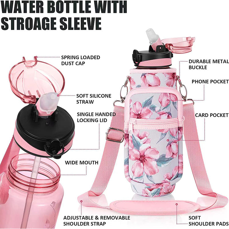 Water Bottle Storage Bag Cup Sleeve with Adjustable Strap