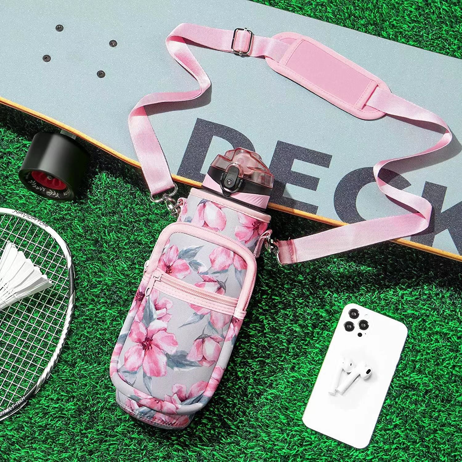 Water Bottle Storage Bag Cup Sleeve with Adjustable Strap