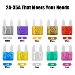 120pcs Mini Flat Fuses Car Fuse Set Standard Blade Fuses With Extractor Plug