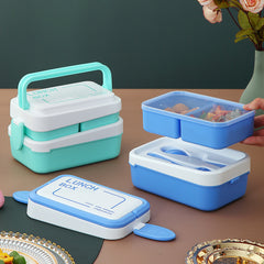 1pc Stackable Leak Proof Bento Box With Handle Double layer Lunch Box