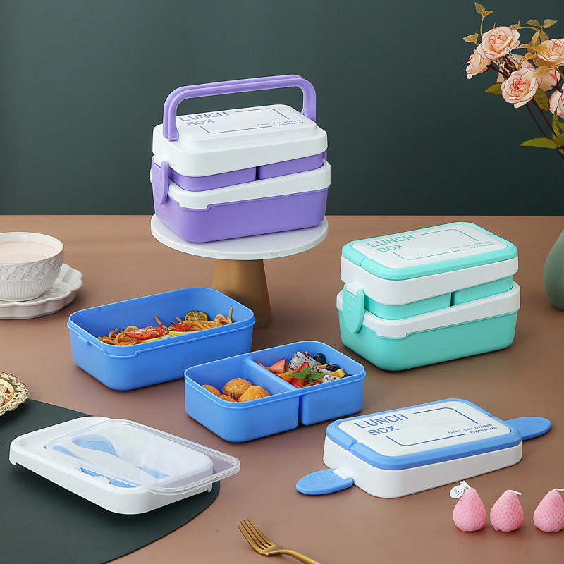 1pc Stackable Leak Proof Bento Box With Handle Double layer Lunch Box