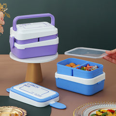 1pc Stackable Leak Proof Bento Box With Handle Double layer Lunch Box