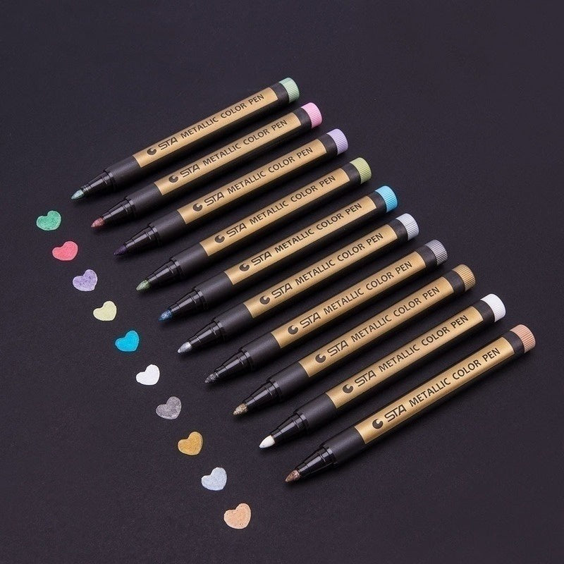 10 Colors Metal Paint Marker Pen Waterproof Permanent DIY Craft Painting Brush