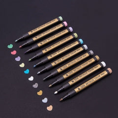 10 Colors Metal Paint Marker Pen Waterproof Permanent DIY Craft Painting Brush