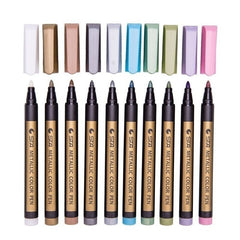 10 Colors Metal Paint Marker Pen Waterproof Permanent DIY Craft Painting Brush