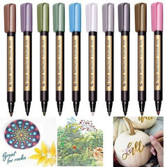 10 Colors Metal Paint Marker Pen Waterproof Permanent DIY Craft Painting Brush