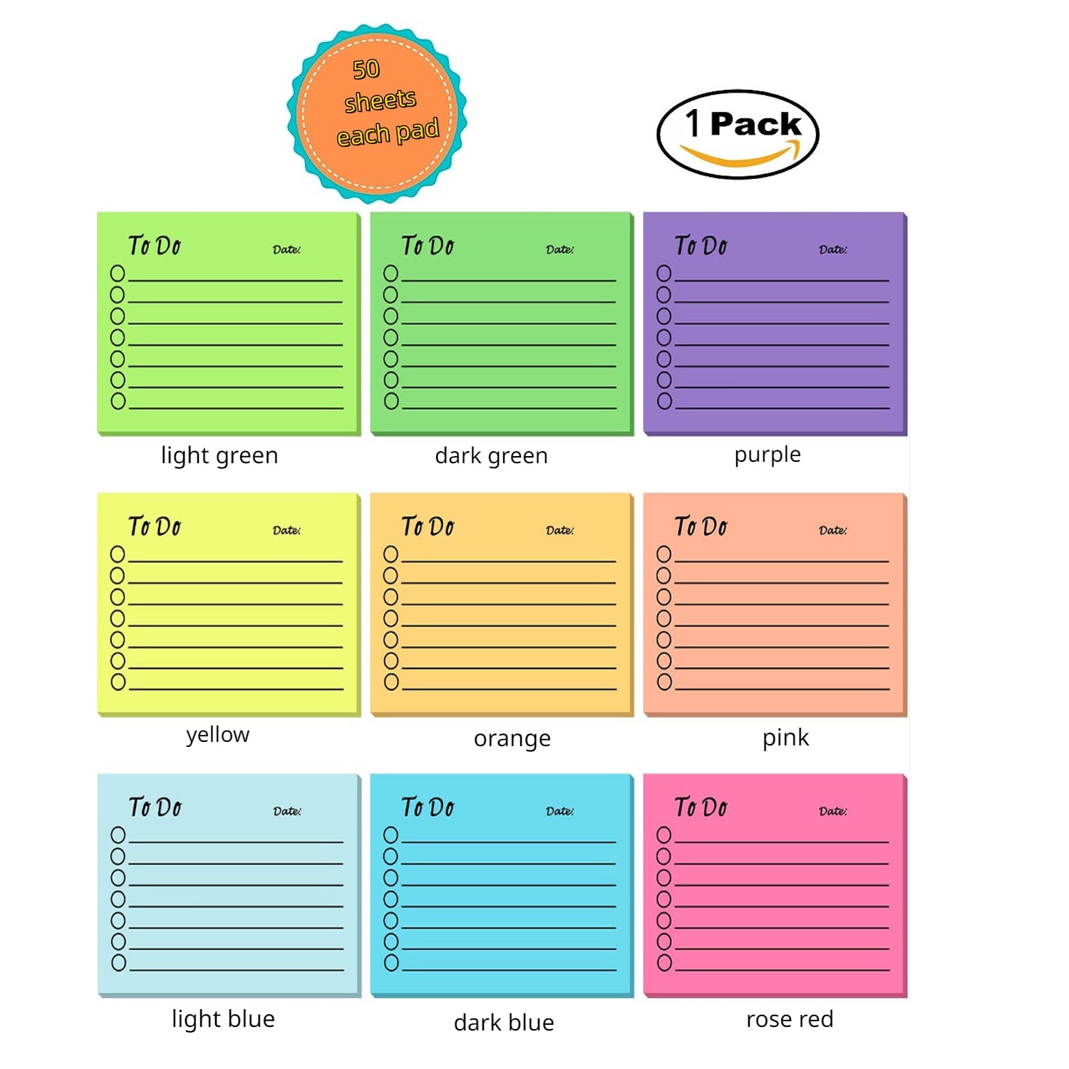 50sheets Fluorescent Colorful Sticky Notes 2 8 3 9 Notepad Office Student Paper