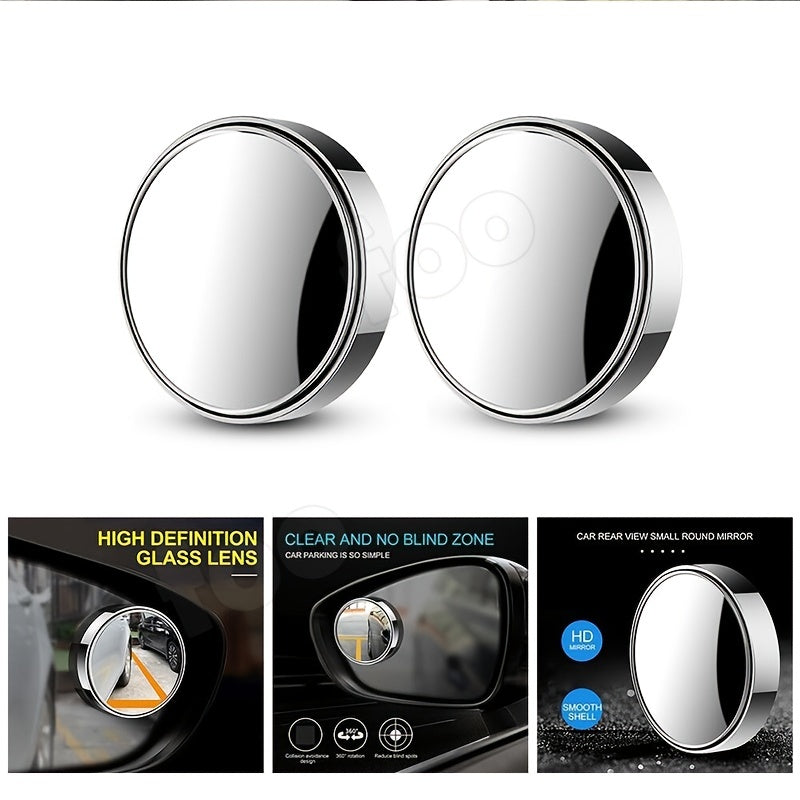 2pcs Round Blind Spot Mirror Wide Angle Stick On Mirror