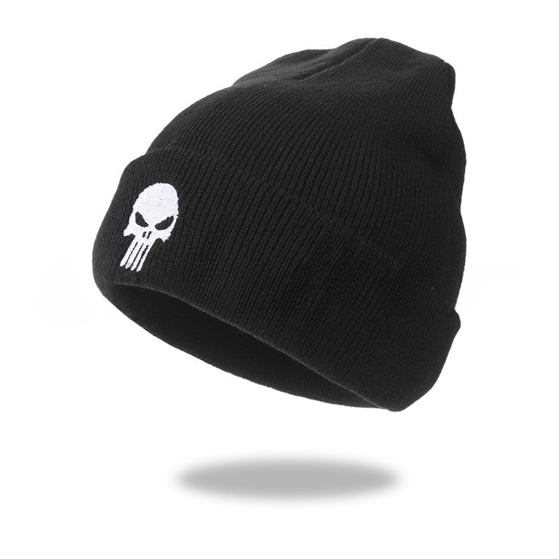 Halloween Skull Embroidery Knitted Hat for Men