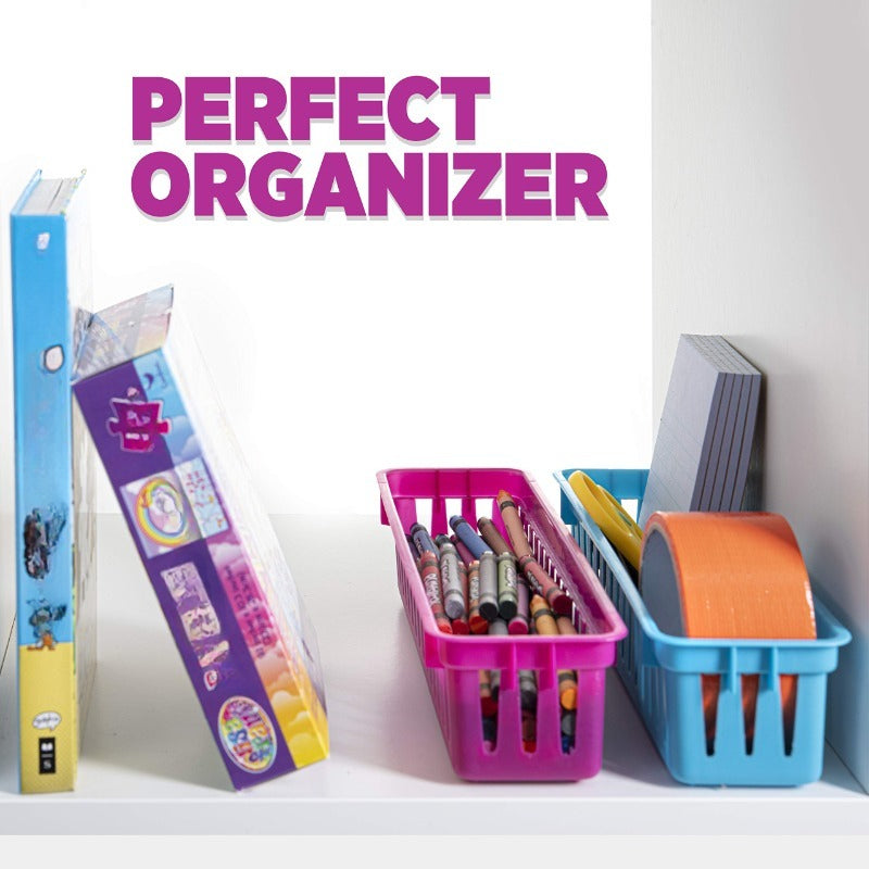 12pcs Rectangular Pencil Organizers in 6 Colors Classroom Storage Baskets