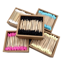 200pcs Bamboo Double Head Swab Disposable Buds for Makeup & Cleaning