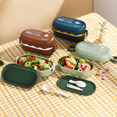 Large Capacity Double Layer Bento Box Thermal Lunch Box for Students