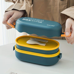 Large Capacity Double Layer Bento Box Thermal Lunch Box for Students