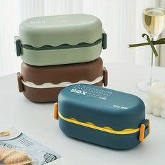 Large Capacity Double Layer Bento Box Thermal Lunch Box for Students