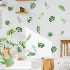 Green Plant Floating Leaves Wall Stickers for Decor