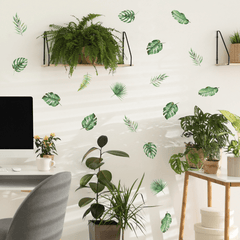 Green Plant Floating Leaves Wall Stickers for Decor