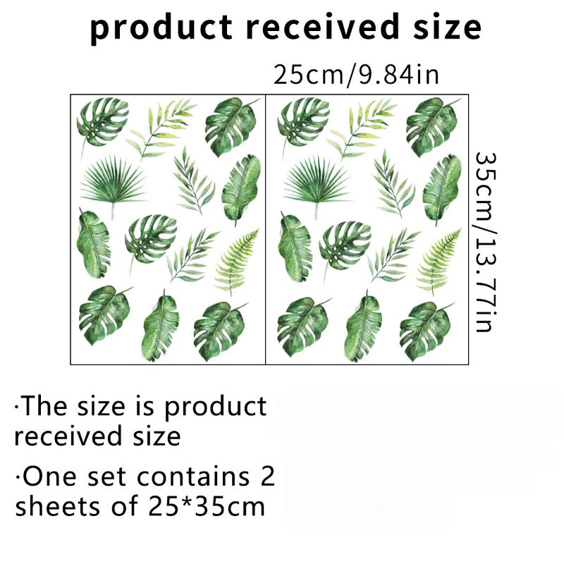 Green Plant Floating Leaves Wall Stickers for Decor