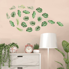 Green Plant Floating Leaves Wall Stickers for Decor