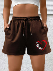 Women's Heart & Paw Print High Rise Shorts